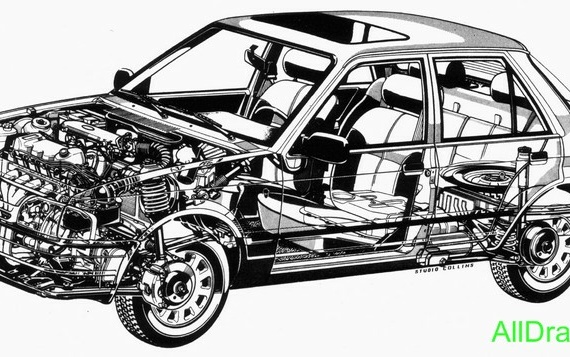 Ford Orion (1986) - drawings (drawings) of the car